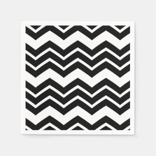 Schwarz-weißes Zigzag Zickzack Muster Serviette