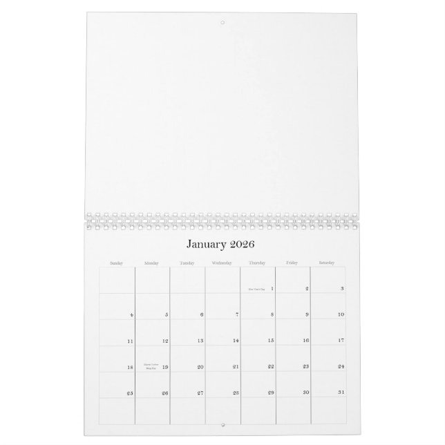 Schwarz & Wh Hintergrund in mehreren Farben auf ei Kalender (Jan 2026)