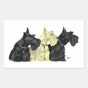 Schwarz & Wheaten Scottish Terrier Rechteckiger Aufkleber