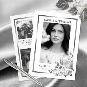 Schwarz   White 4 Foto Collage Gold Frame Abschlus Ankündigung