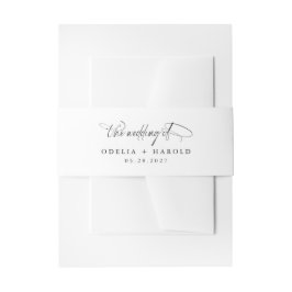 Schwarz | White Classic Elegant Calligraphy Weddin Einladungsbanderole