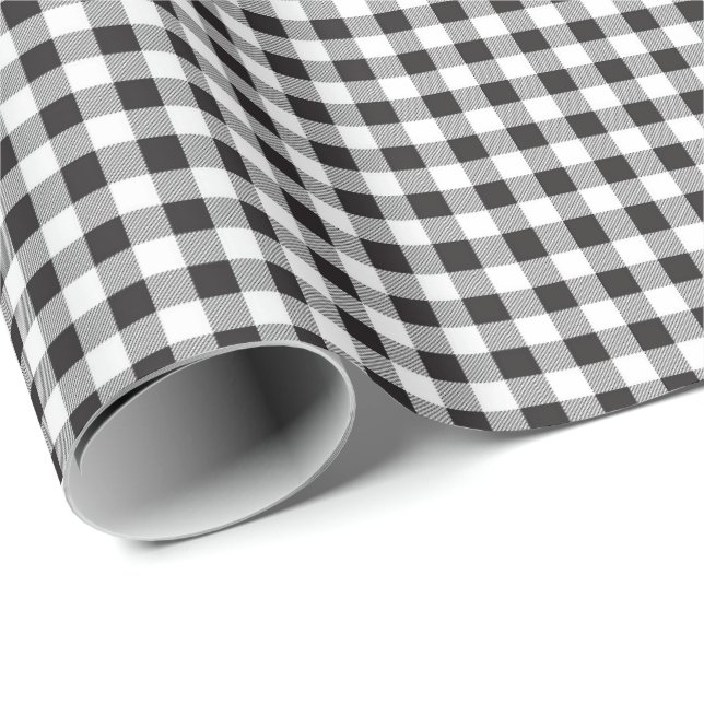 Schwarz | White Gingham Wrapping Paper Geschenkpapier (Rolleneckpunkt)