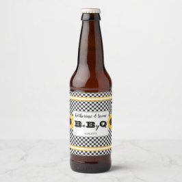 Schwarz | White Karos Baby Q GRILLEN Dusche Bierflaschenetikett