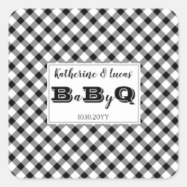 Schwarz | White Karos Baby Q GRILLEN Dusche Quadratischer Aufkleber