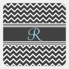 Schwarz | White Zickzack Gothic Zigzag Monogram Quadratischer Aufkleber