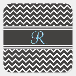 Schwarz | White Zickzack Gothic Zigzag Monogram Quadratischer Aufkleber