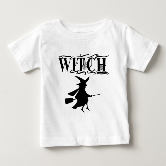 Schwarz-Wicked-Flying-Hexe Halloween Baby T-shirt (Vorderseite)