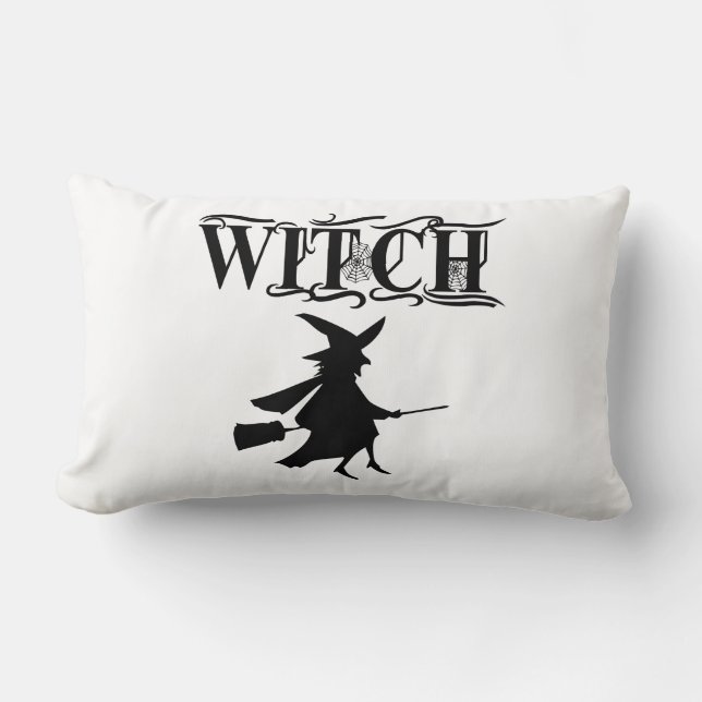 Schwarz-Wicked-Flying-Hexe Halloween Lendenkissen (Vorderseite)