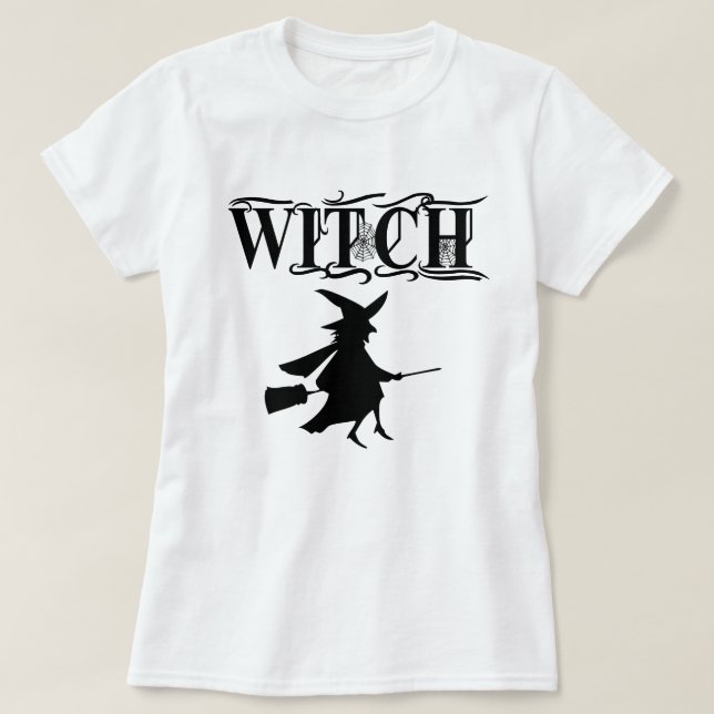 Schwarz-Wicked-Flying-Hexe Halloween T-Shirt (Design vorne)