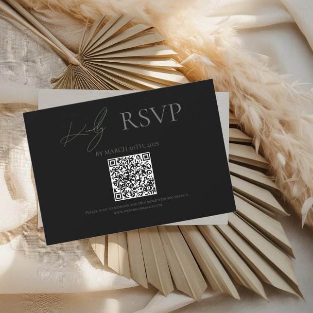 Schwarz, wo ewig beginnt Sage Wedding RSVP Cards (Von Creator hochgeladen)