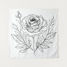 Schwarz zeichnend minimalistische Rose-One-Line-Ku