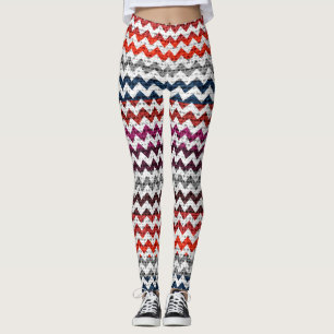 Schwarz-Zickzack Muster-Burlap-Look Leggings