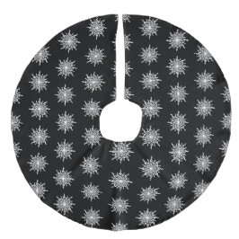 Schwarz-Zierzelt-Kleeblatt Leinenimitat Weihnachtsbaumdecke