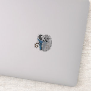 Schwarz-Zwergmagpie-Monogramm-Kontur Aufkleber