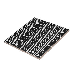 Schwarzafrikaner MudCloth des Weiß-  veränderbare Fliese