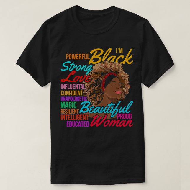 Schwarzafrikanerin Schwarze Frau Monat Geschichte T-Shirt (Design vorne)