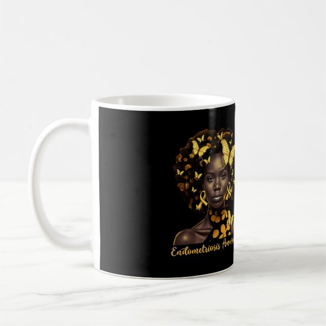 Schwarzafrikanische Frau Afro Butterfly Endometrio Kaffeetasse (Links)