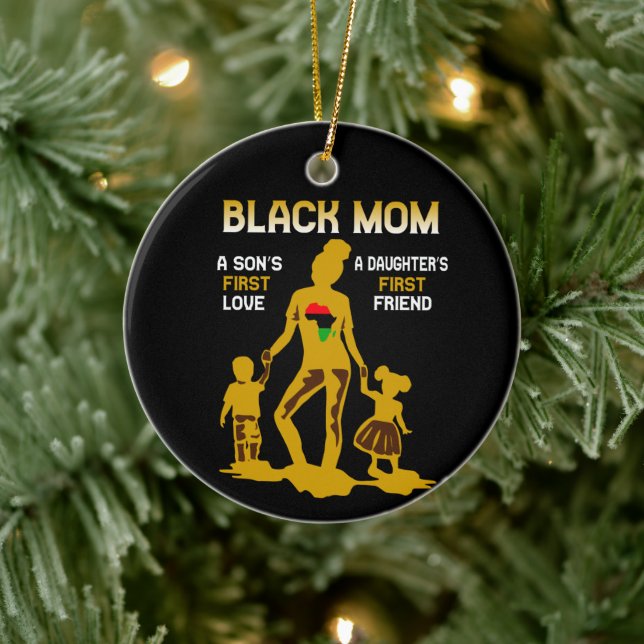 Schwarzafrikanische Mama Personalisiert Keramik Ornament (Baum)