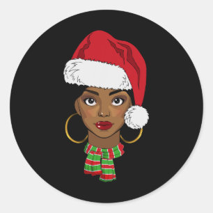 Schwarzafrikanischer Santa Afro Weihnachten Melani Runder Aufkleber