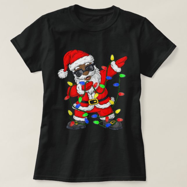 Schwarzafrikanischer Weihnachtsmann Weihnachts-Paj T-Shirt (Design vorne)