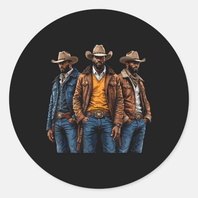 Schwarzafrikanischer Western Cowboy Rodeo Melani Runder Aufkleber (Vorderseite)