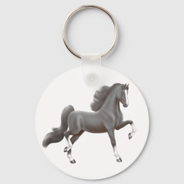 Schwarzamerikanischer Saddlebred-Schlüsselanhänger Schlüsselanhänger (Vorderseite)