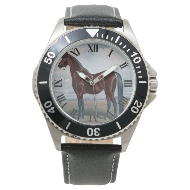 Schwarzarabisches Pferd Armbanduhr (Vorderseite)