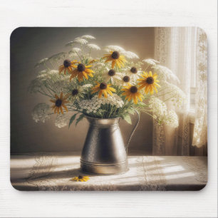 Schwarzaugen-Susanne-Blumenstrauß auf Spitze Mousepad