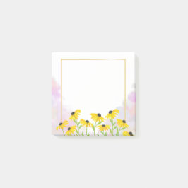 Schwarzaugige Susan-Blumen auf sanften Pastellwolk Post-it Klebezettel