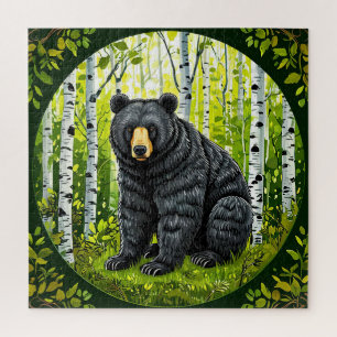Schwarzbär in einem Birkenwald