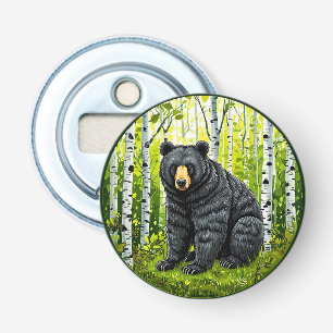 Schwarzbär in einem Birkenwald Flaschenöffner