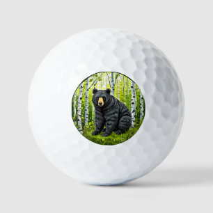 Schwarzbär in einem Birkenwald Golfball