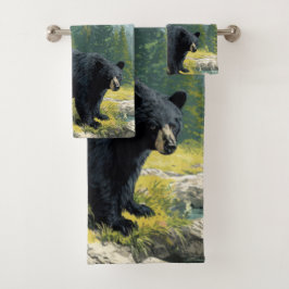 Schwarzbär-Natur-Handtuch-Set - Personalisieren Si Badhandtuch Set
