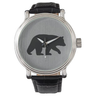 Schwarzbär-Silhouette Armbanduhr