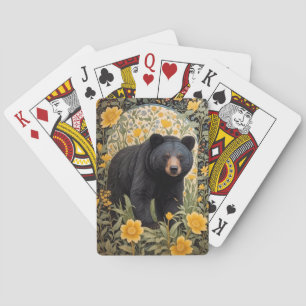 Schwarzbär und gelbe Butterbecher-Blume Spielkarten