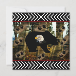 Schwarzbär-Weißkopfseeadler-Bärenpfotenabdrücke-Wi Dankeskarte