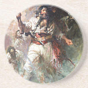 Schwarzbart auf der Feuerpest-Illustration Sandstein Untersetzer