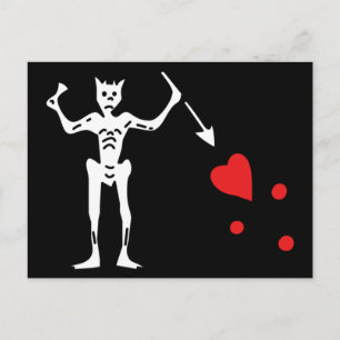 Schwarzbart-Piratenflagge Postkarte