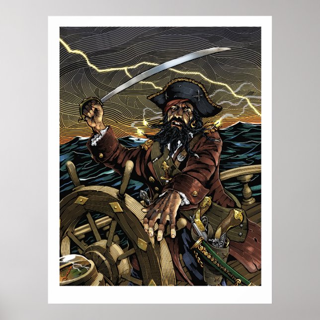 Schwarzbart-Piratenposter Poster (Vorne)