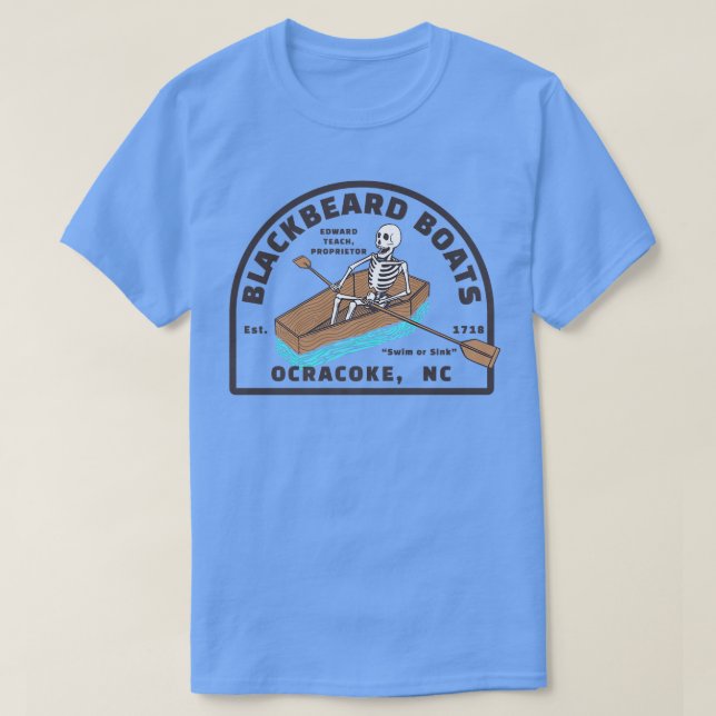 Schwarzbartenboot Skeleton Coffin Pirate Ocracoke, T-Shirt (Design vorne)