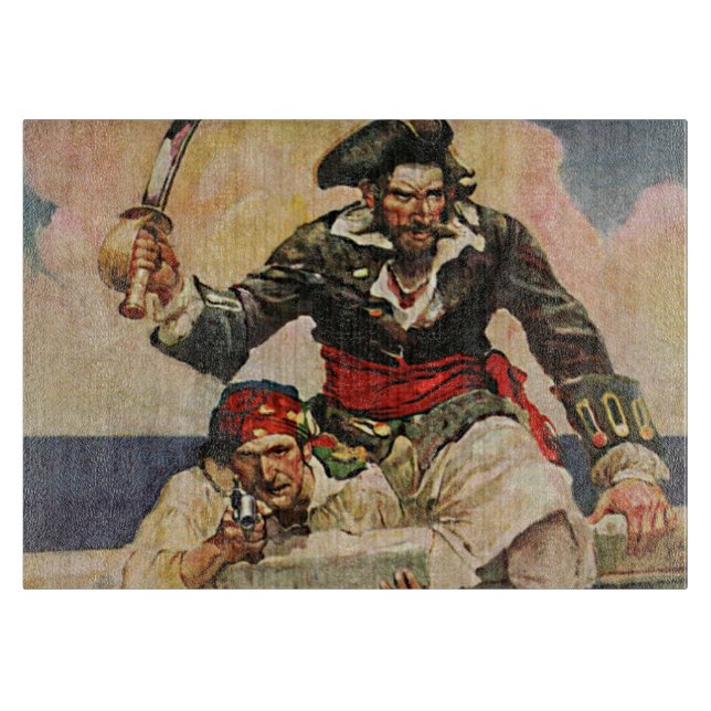 Schwarzbartenpferd-Pirate und Mate-Illustration Schneidebrett (Vorderseite)