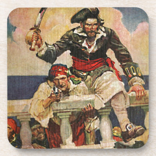 Schwarzbartenraupen und Mate Illustration Untersetzer