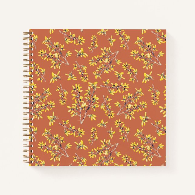 Schwarzdorn-Äste Herbstfarben Notizbuch (Vorderseite)