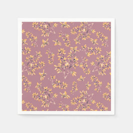 Schwarzdorn-Äste lila gelb Serviette