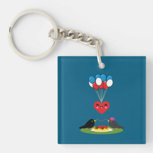 Schwarzdrossel-Spaghetti-Fleischklößchen Valentins Schlüsselanhänger