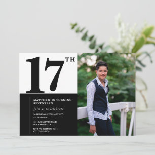 Schwarze 17. Geburtstagseinladungen Elegant Chic Einladung