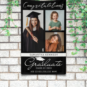 Schwarze 3-Foto-Collage-Abschluss-Gratulation Abso Banner