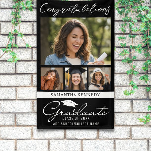 Schwarze 4-Foto-Collage-Abschluss-Gratulation  Banner