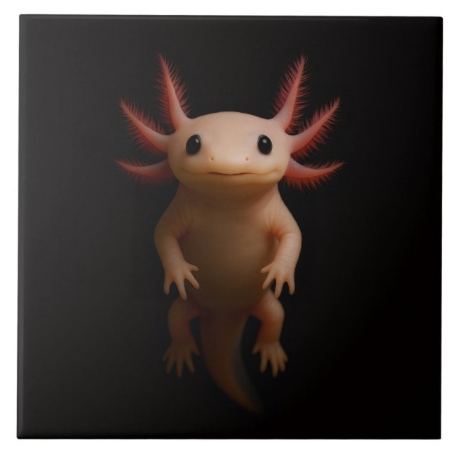 Schwarze 4 Luxe-Fliese mit mexikanischem Axolotl Fliese (Vorderseite)