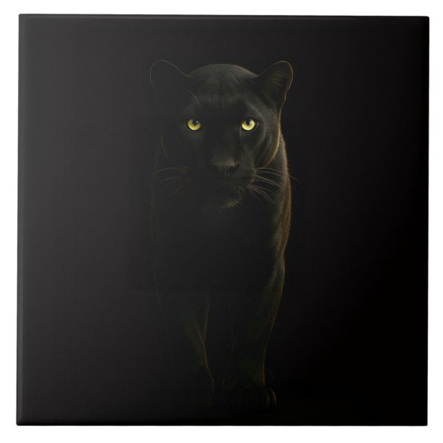 Schwarze 4 Luxe-Fliese mit schwarzem Panther Fliese (Vorderseite)